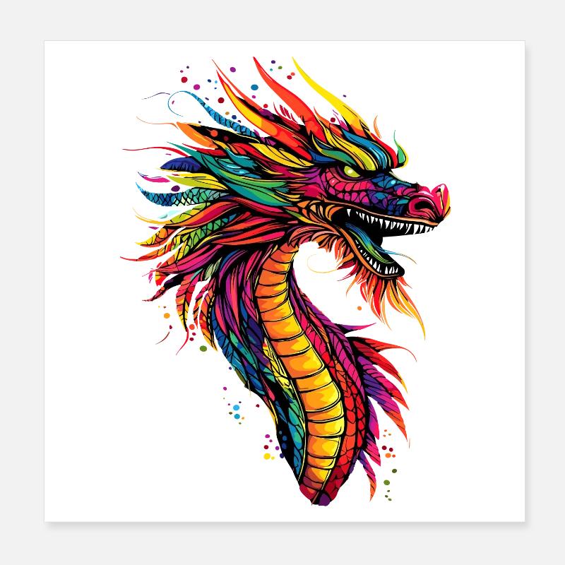 Dragon Mythical Creature Dragon Lover Fire Dragon Poster 8" x 8" (20x20 cm)