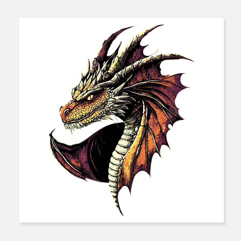 Dragon Créature mythique Dragon Lover Dragon de feu Poster 20 x 20 cm