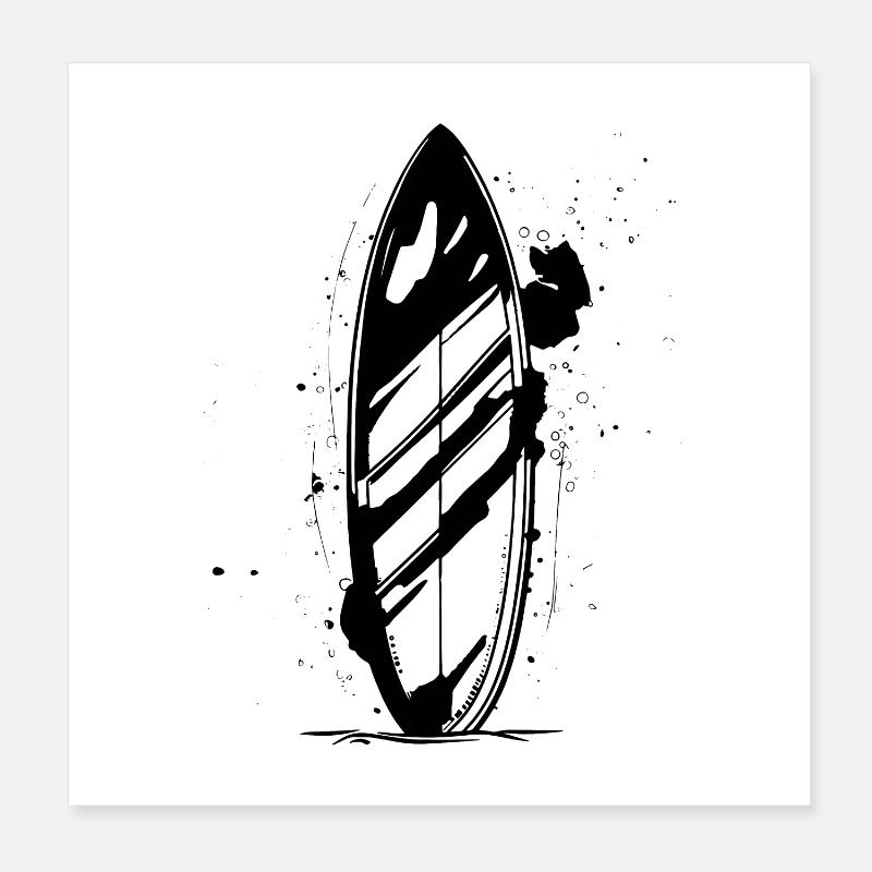 Dessin de planche de surf Poster 20 x 20 cm