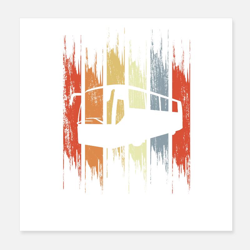 Retro Bus Poster 8" x 8" (20x20 cm)