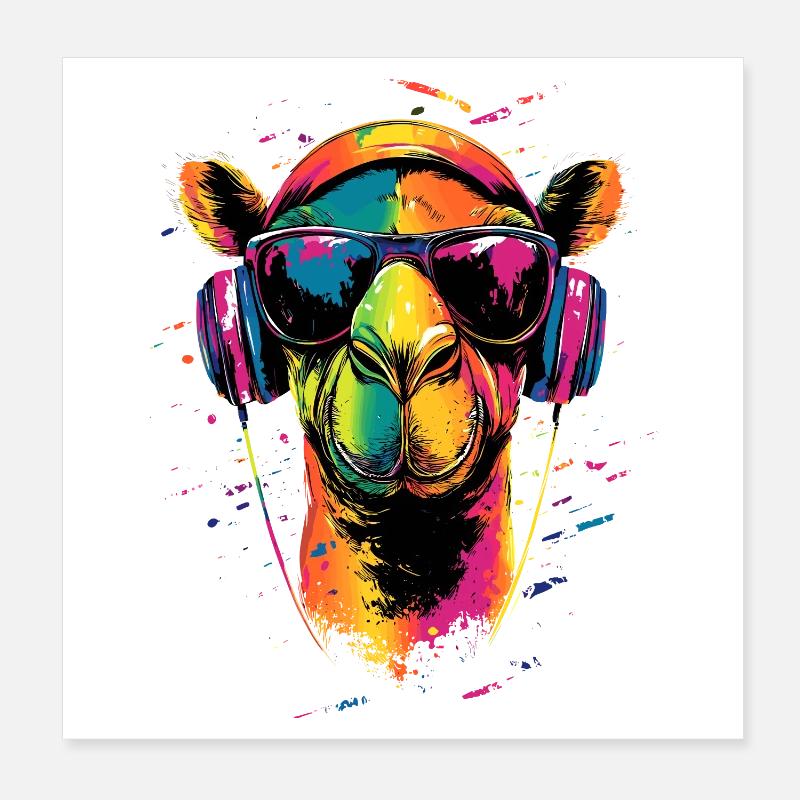 Chameau Dromadaire Camel de Bactriane Cadeau Chameaux Poster 20 x 20 cm