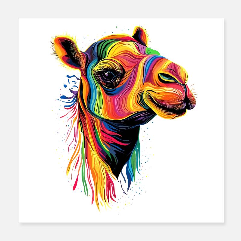 Chameau Dromadaire Camel de Bactriane Cadeau Chameaux Poster 20 x 20 cm