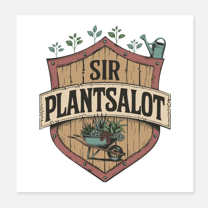 Vintage "SIR PLANTSALOT" Rustikale Männer Gärtner Poster 20x20 cm