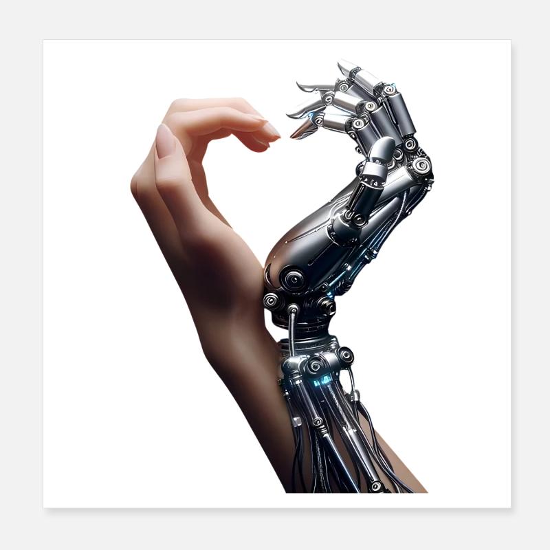 Robot humain Amour Mains Poster 20 x 20 cm