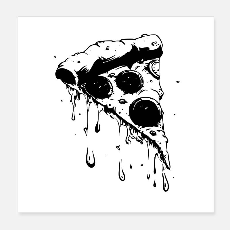 Dessin de pièce de pizza Poster 20 x 20 cm