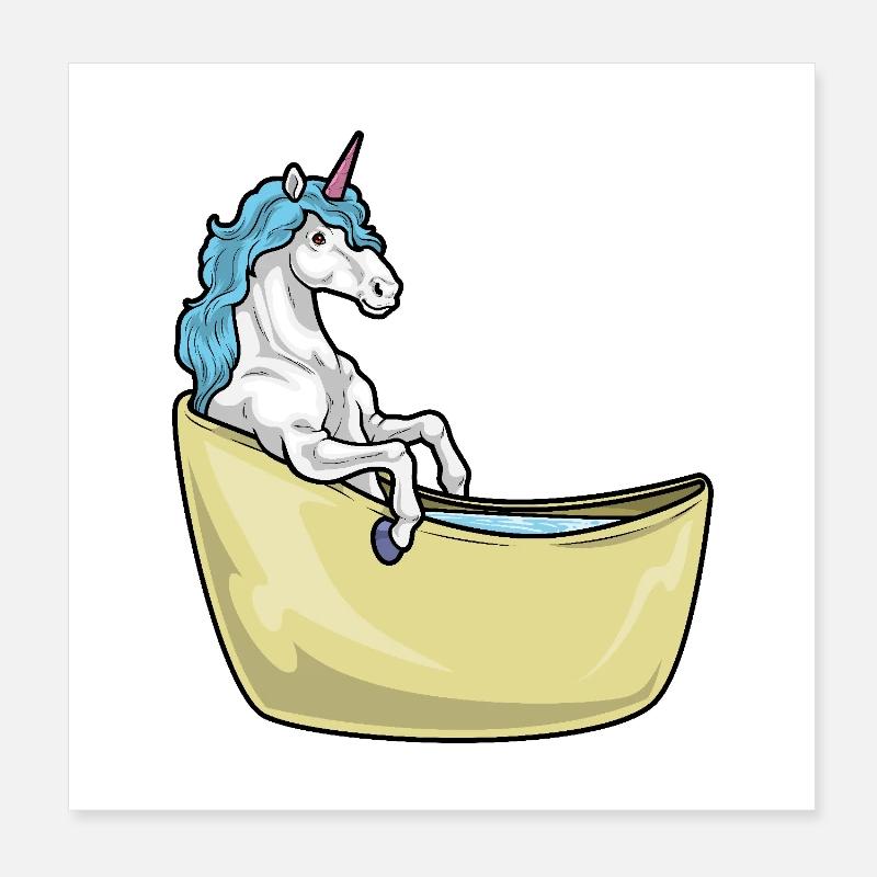 Baignoire Licorne Poster 20 x 20 cm