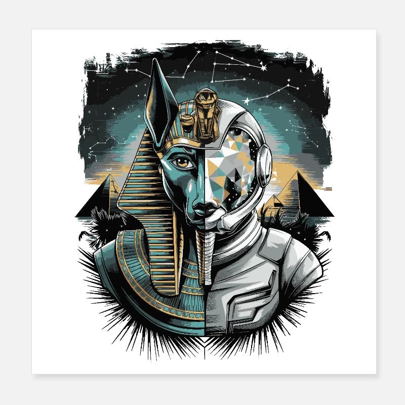 Ancient Astronaut Anubis Futuristic Space Deity Poster 8" x 8" (20x20 cm)