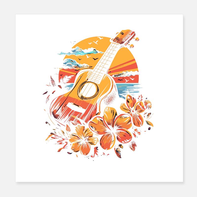 Ukulele 90s Look Poster 8" x 8" (20x20 cm)