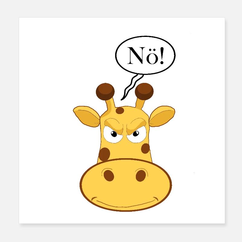 Déclaration Nope Girafe, pas de bande dessinée amusante, juste non Poster 20 x 20 cm