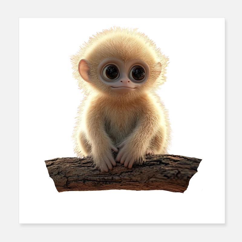 Singe Gibbon Main Blanche Gibbon Singe Mignon Lar Gibbons Poster 20 x 20 cm