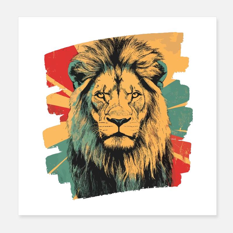 Löwe Retro Poster 20x20 cm