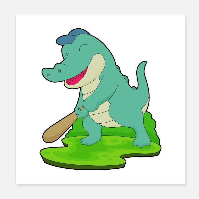Bâton de baseball Crocodile Poster 20 x 20 cm