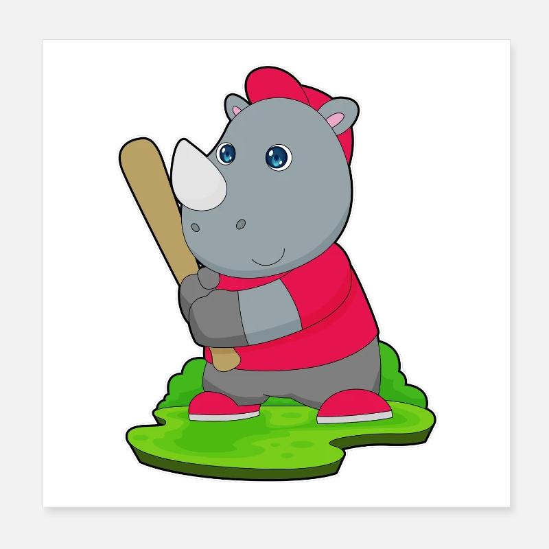 Rhino Baseball Batte de Baseball Poster 20 x 20 cm