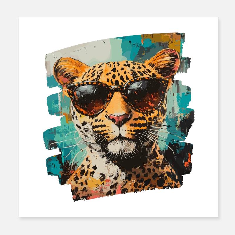 Leopard Retro Poster 20x20 cm