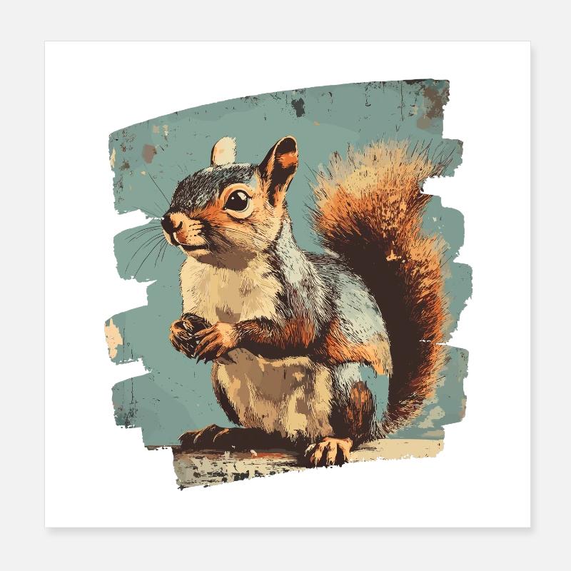 Squirrel Poster 8" x 8" (20x20 cm)