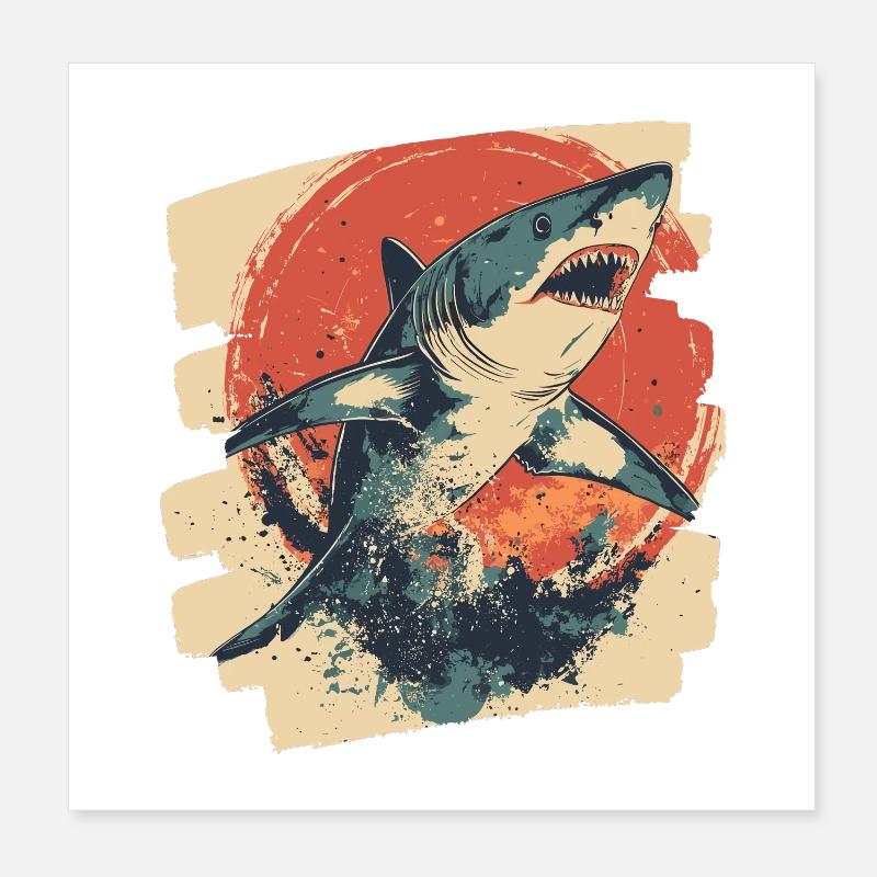 Haifisch Retro Poster 20x20 cm