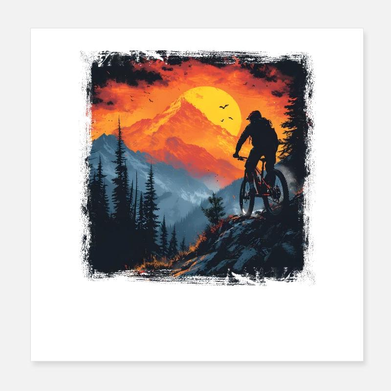 VTT dessin rétro Poster 20 x 20 cm