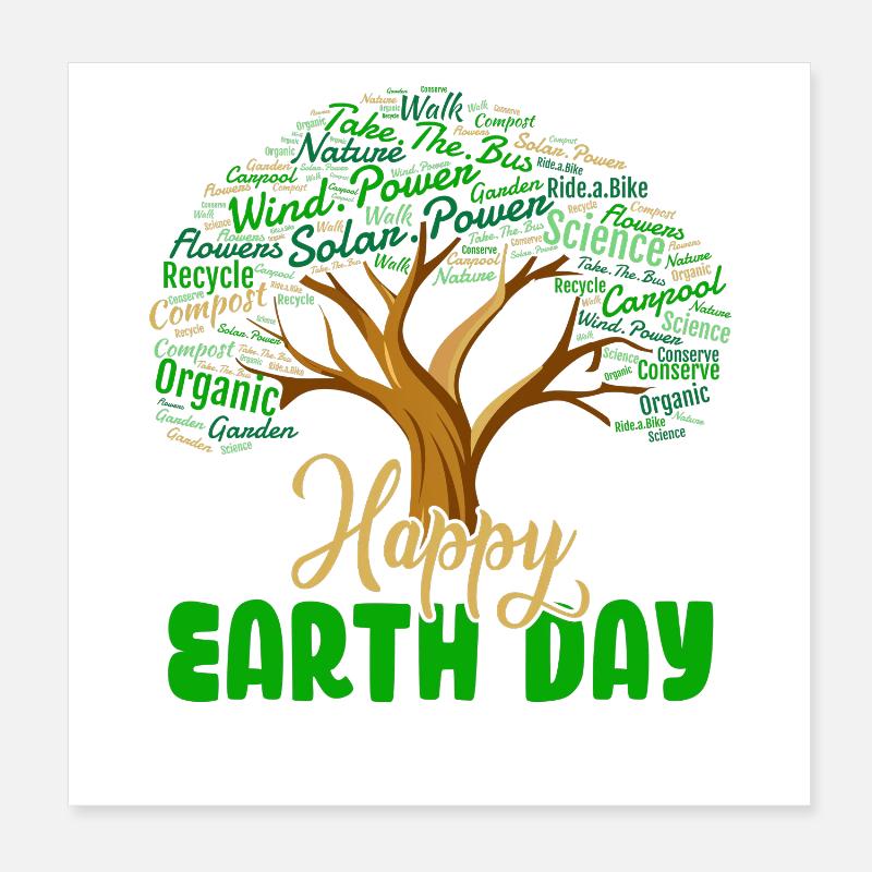 Happy Earth Day Poster 8" x 8" (20x20 cm)