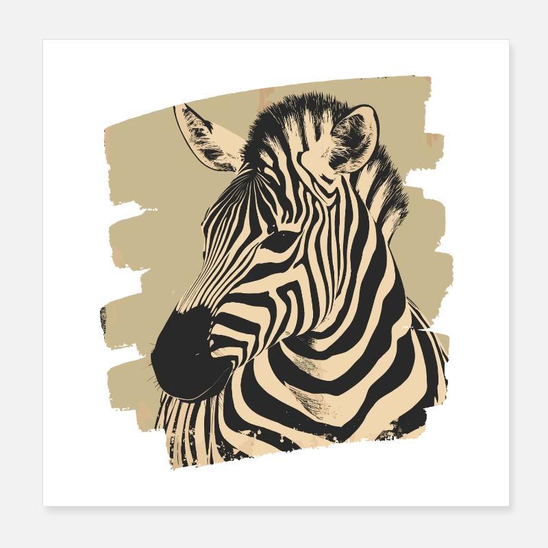 Zèbre Rétro Poster 20 x 20 cm