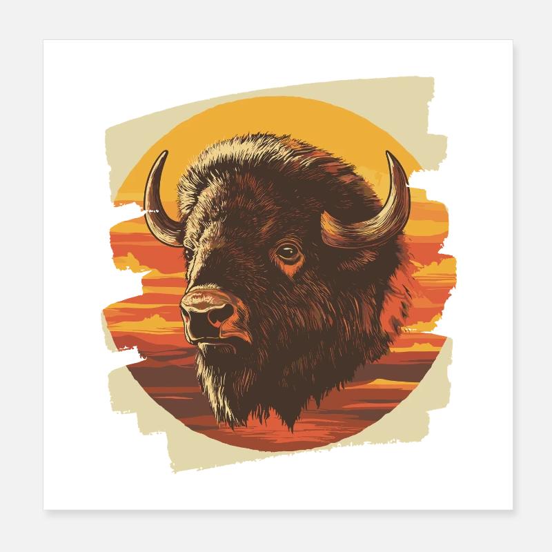Bison Poster 8" x 8" (20x20 cm)