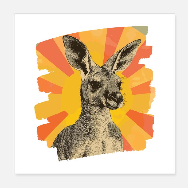 Kangaroo Poster 8" x 8" (20x20 cm)
