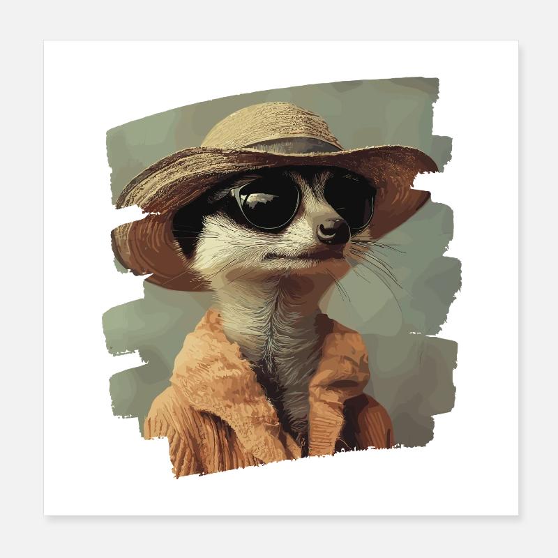 Suricate Rétro Poster 20 x 20 cm