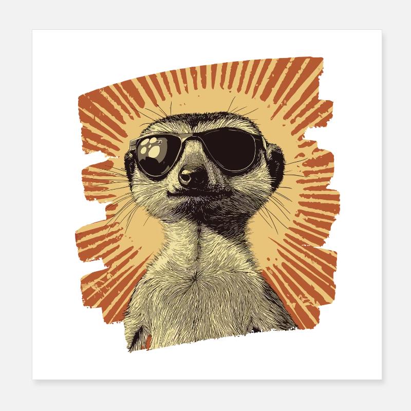 Erdmännchen Retro Poster 20x20 cm