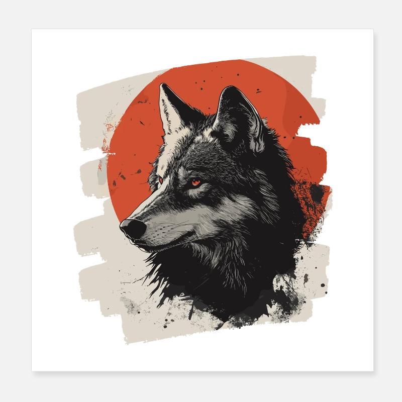 Wolf Retro Poster 20x20 cm