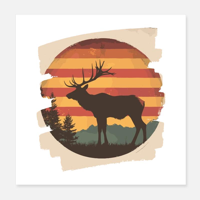 Elch Retro Poster 20x20 cm