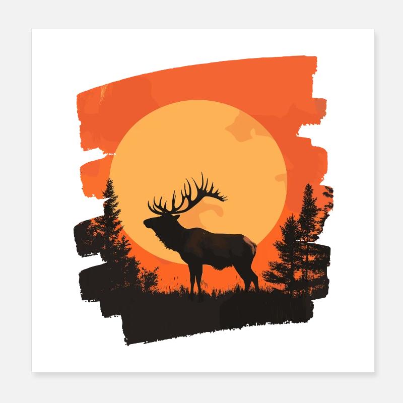 Moose Retro Poster 8" x 8" (20x20 cm)