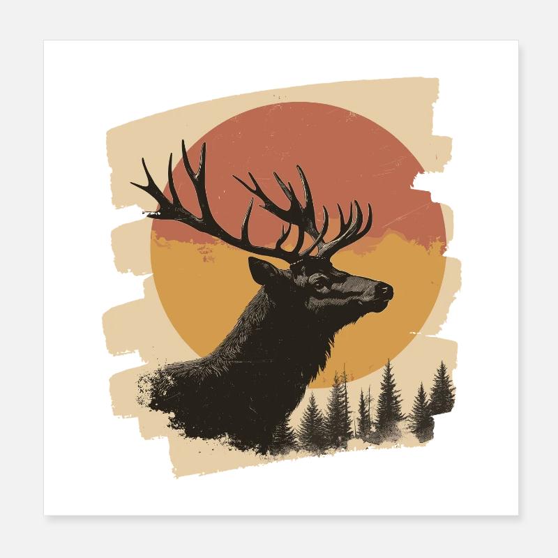 Elch Retro Poster 20x20 cm