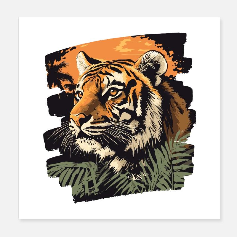Tiger Retro Poster 20x20 cm