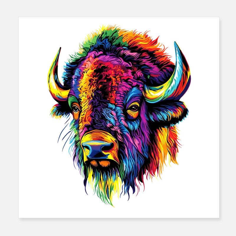 Bison, Bison, Wild Cattle, Buffalo, American Bison Poster 8" x 8" (20x20 cm)