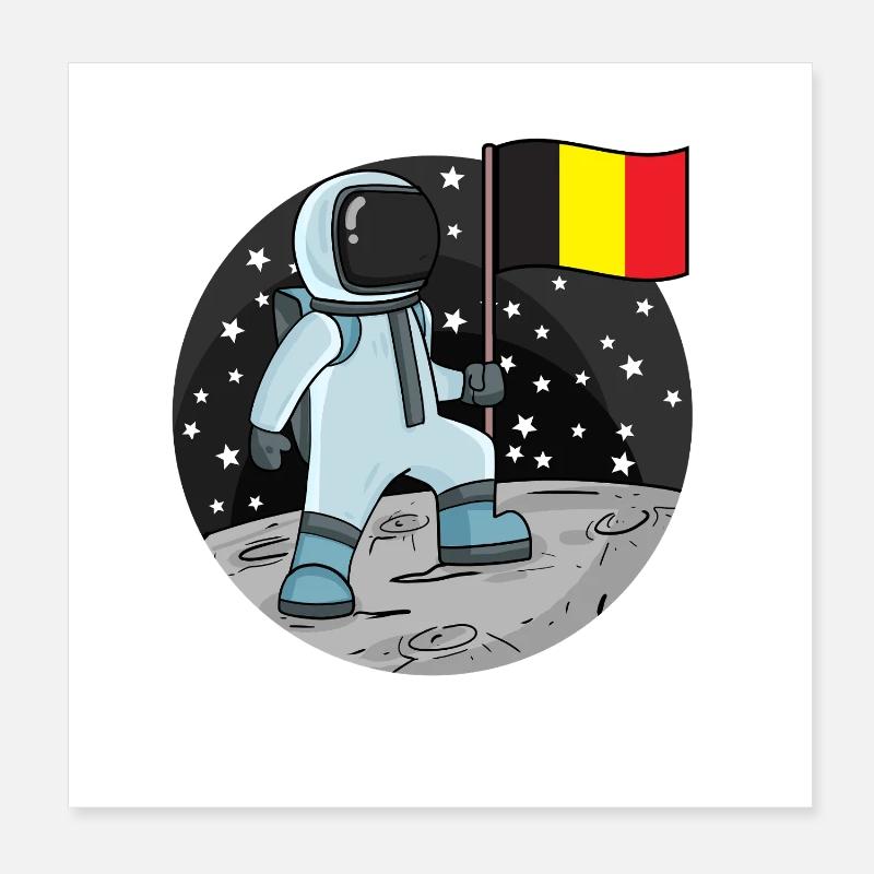 Astronaut with Belgian flag in space Poster 8" x 8" (20x20 cm)