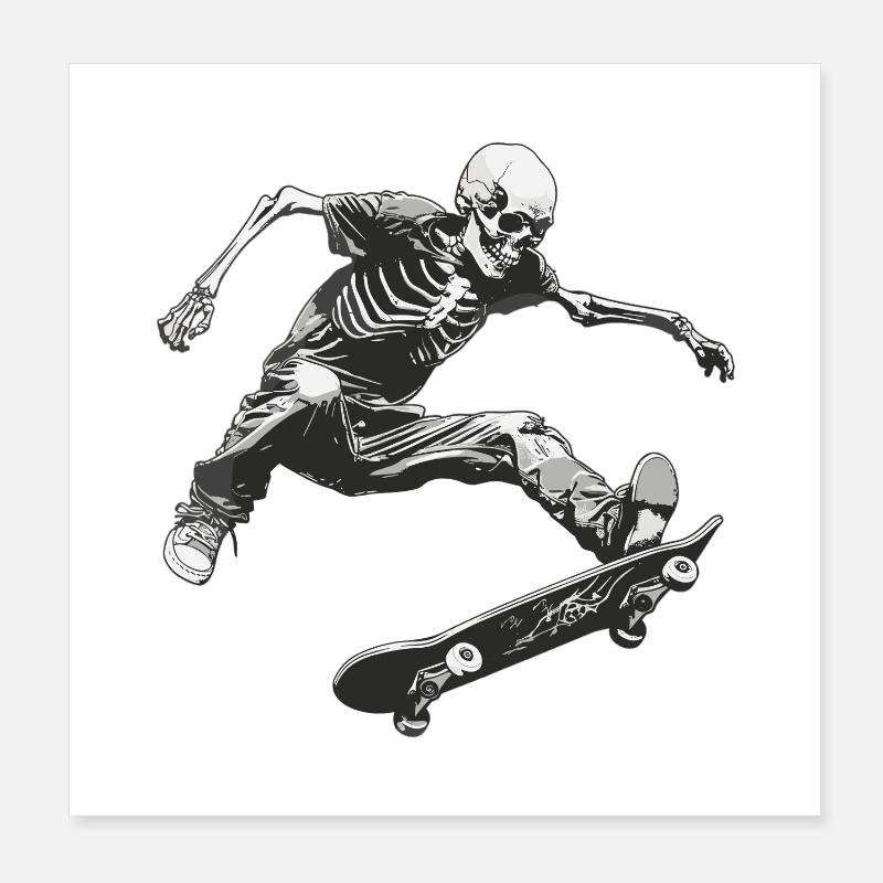 Skater Skeleton Design Poster 8" x 8" (20x20 cm)