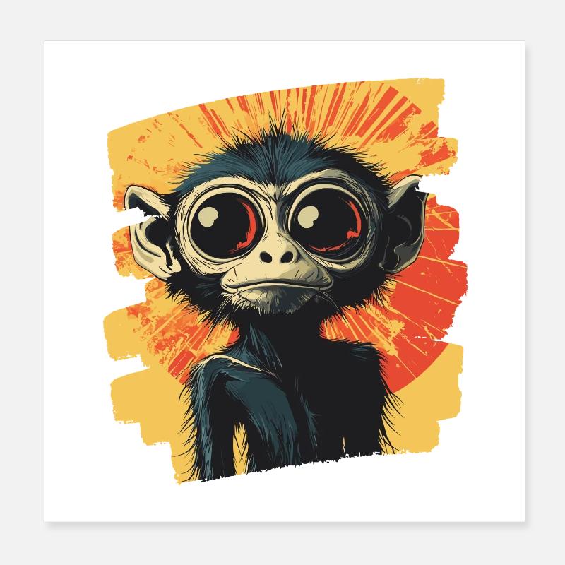 Spider Monkey Retro Poster 8" x 8" (20x20 cm)