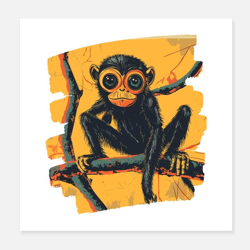 Singe araignée rétro Poster 20 x 20 cm