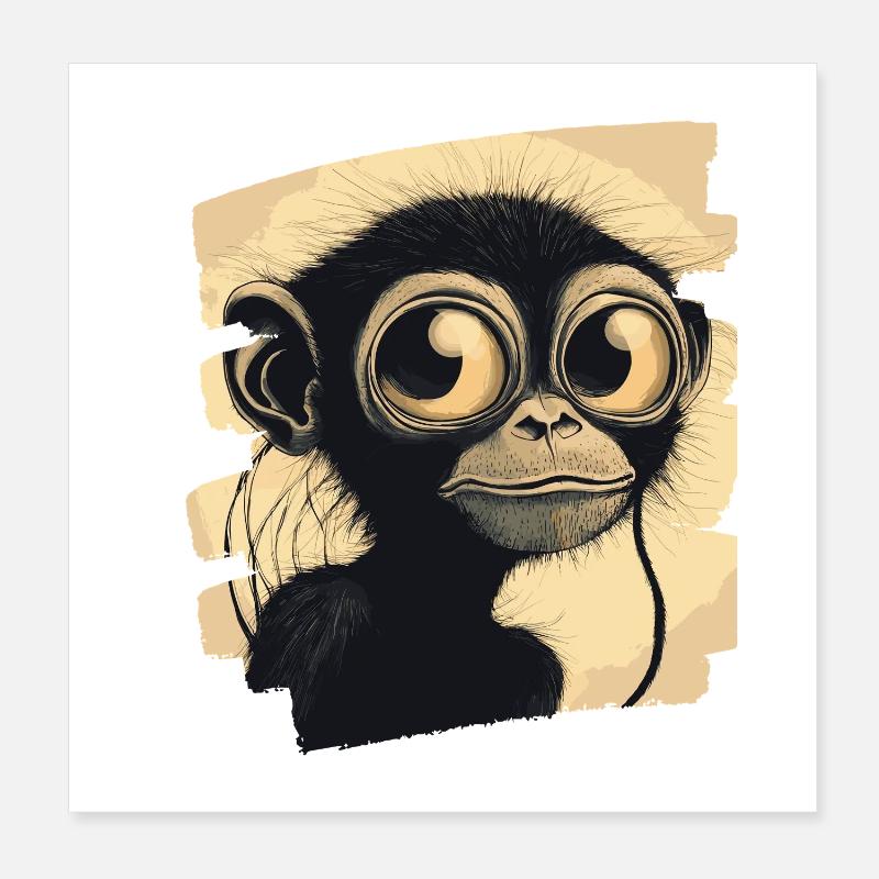 Monkey Poster 8" x 8" (20x20 cm)