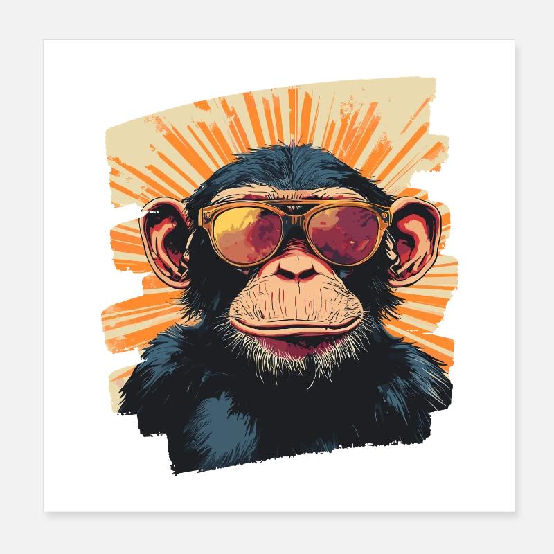 Affe Retro Poster 20x20 cm