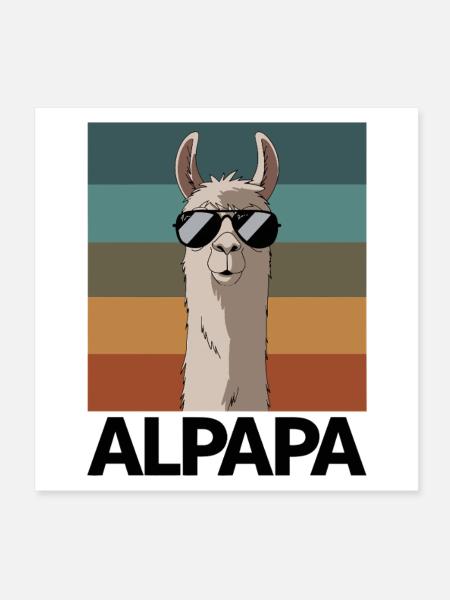 Papa Alpaga Papa Drôle Lama Cadeau de Fête des Pères - Poster 20 x 20 cm - blanc - Devant