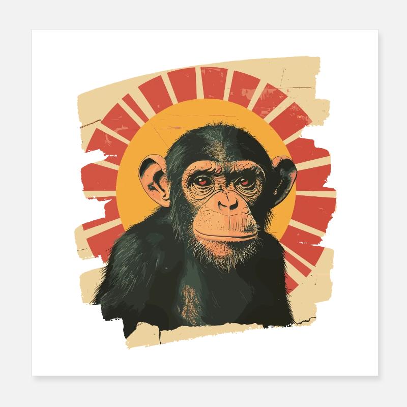 Affe Retro Poster 20x20 cm