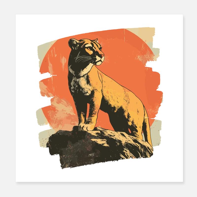 Lion from mountain Retro Poster 20x20 cm
