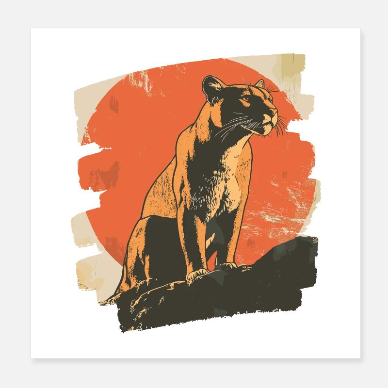 Lion from mountain Retro Poster 20x20 cm