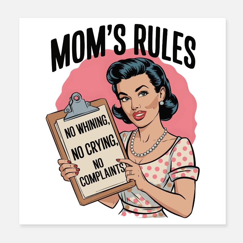 Chemise Mom’s Rules | Design rétro amusant Poster 20 x 20 cm