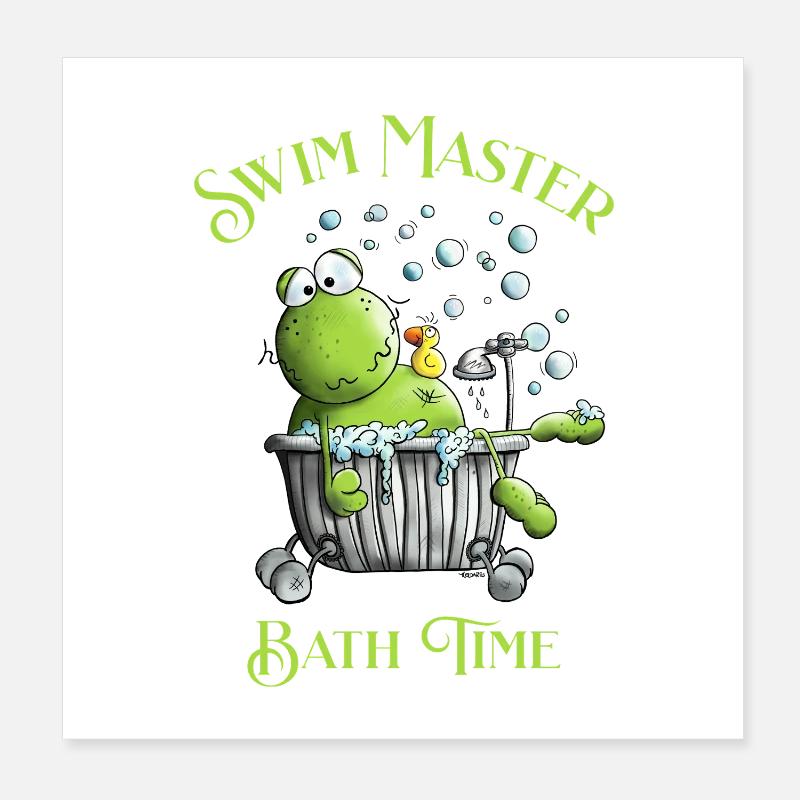 Swim Master Bath Time Bien-être Baignoire Grenouille Poster 20 x 20 cm