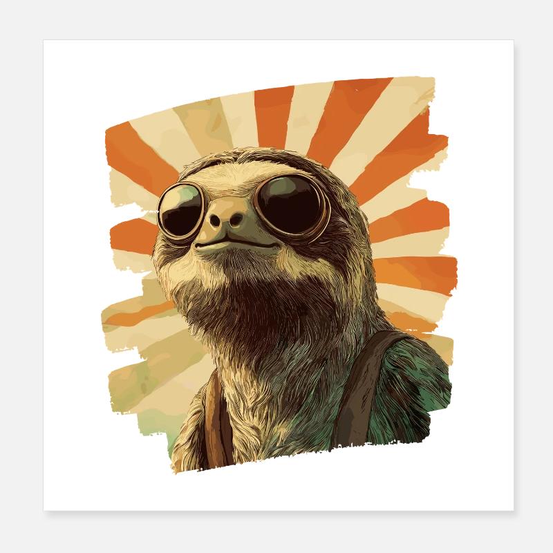 Sloth Retro Poster 8" x 8" (20x20 cm)