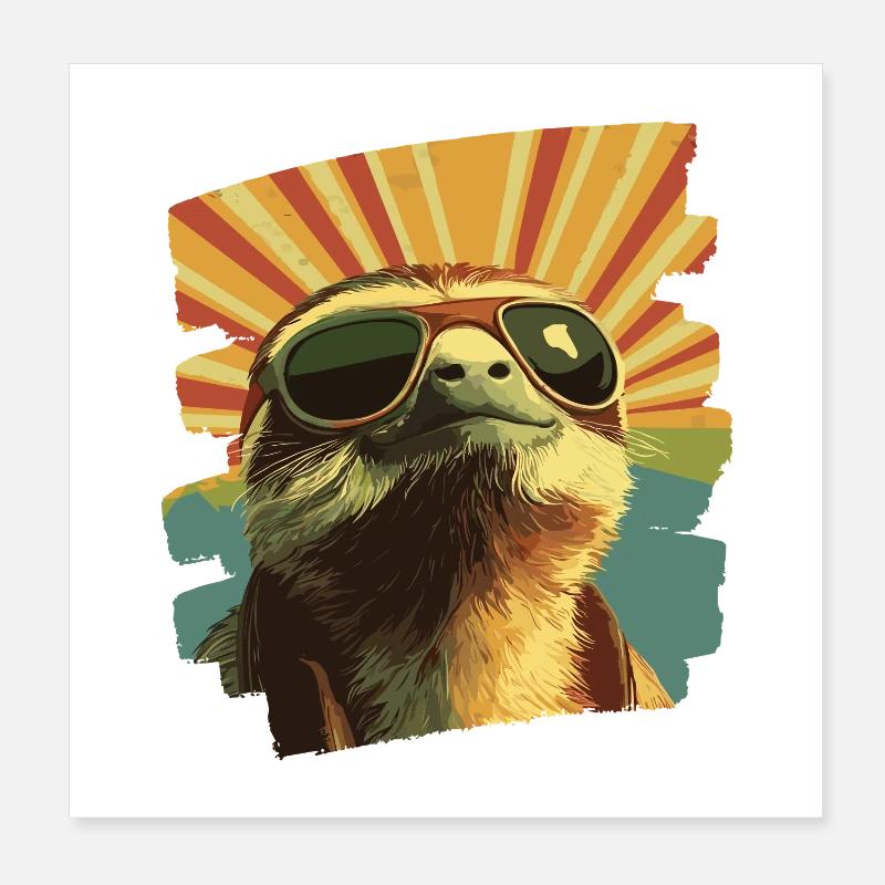 Sloth Retro Poster 8" x 8" (20x20 cm)