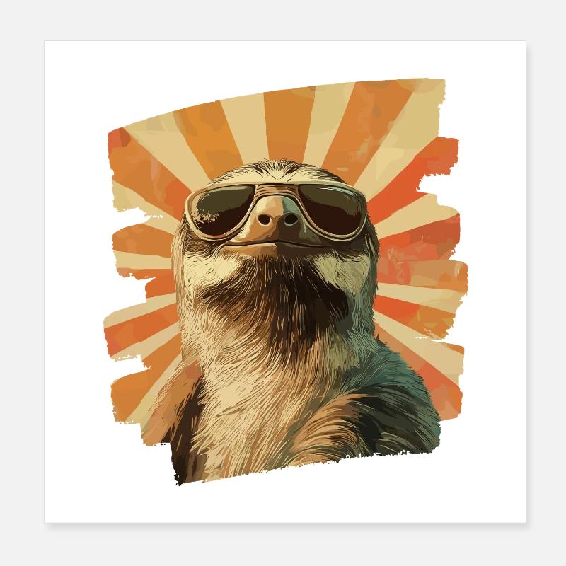 Faultier Retro Poster 20x20 cm