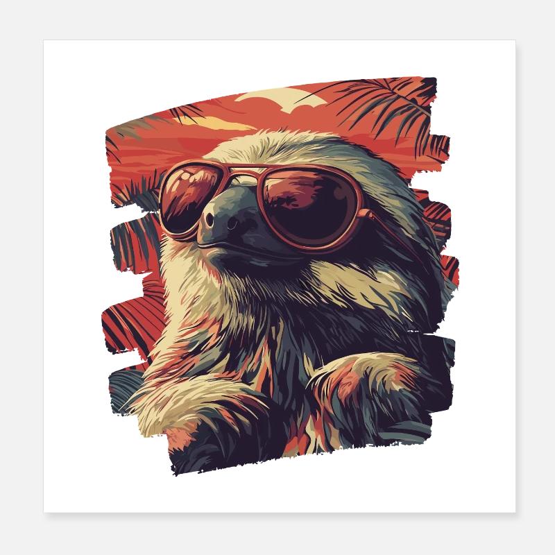 Faultier Retro Poster 20x20 cm