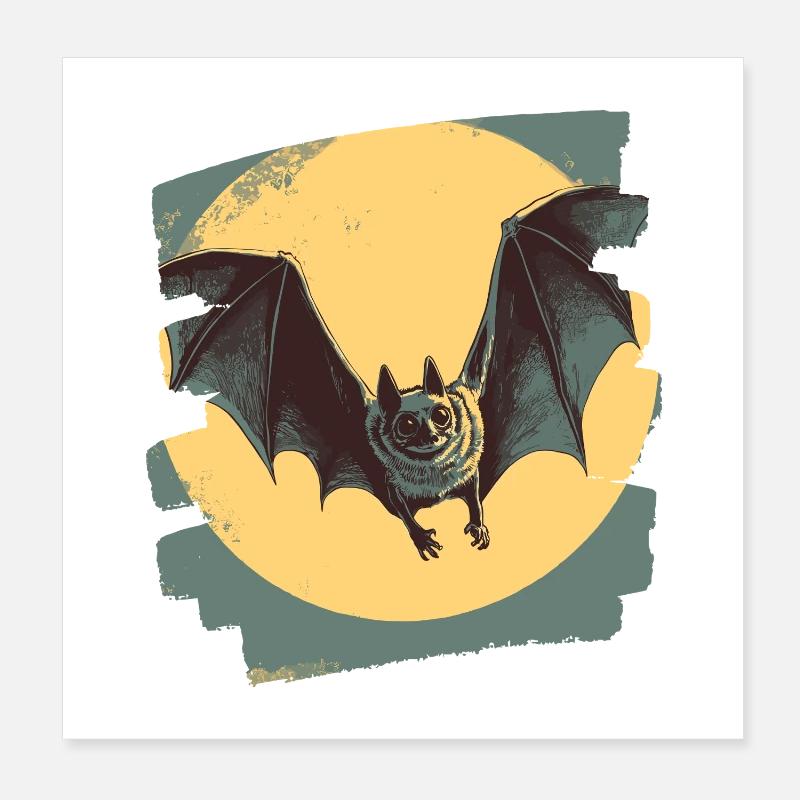 Bat Retro Poster 8" x 8" (20x20 cm)